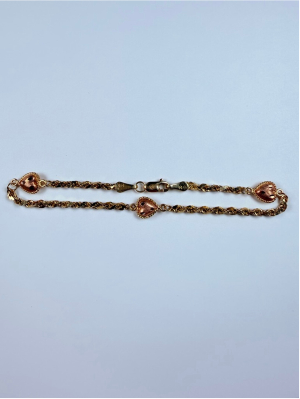 14K Solid Bi Color Gold OroAmerica Hearts Black Hills Style VTG Tennis Bracelet - Picture 5 of 9